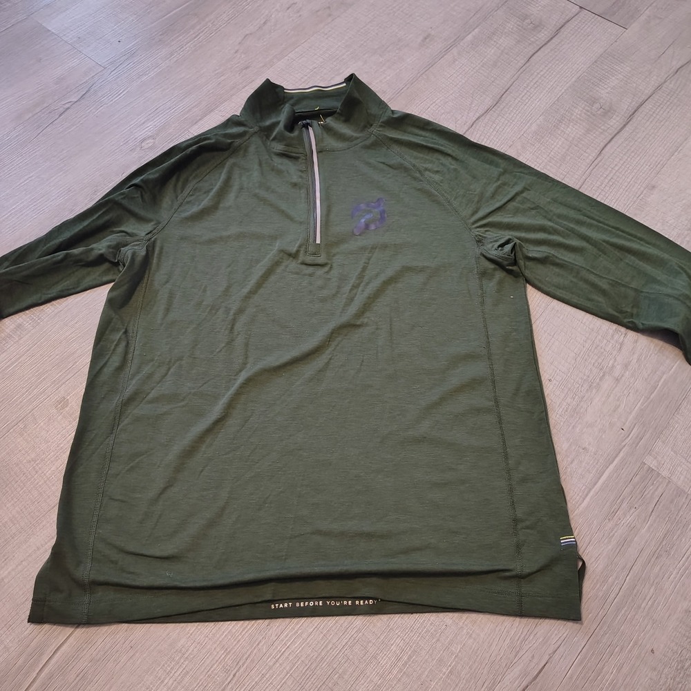 Fourlaps x Peloton Mens Quarter Zip Pullover Green 37.5 Technology Wool Blend M - Picture 2 of 7